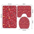 thumbnail image 3 of Red Christmas Candy Cane Pattern Bathroom Rugs Sets 3 Piece,Toilet Cover Set,Absorbent Non Slip Bathroom Mats Sets with U-Shaped Contour Rug Toilet Rug Set, 3 of 5