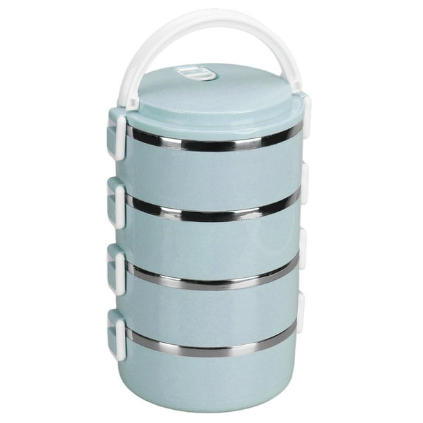Caja Bento Apilable Con Sello De Acero Inoxidable, Fiambrera A Prueba De Fugas, Contenedores De Alimentos Para Trabajo, Escuela, Oficina, Niños, Adultos, Estudiantes, Niños, 4 Capas, Azul Jadeshay moderno