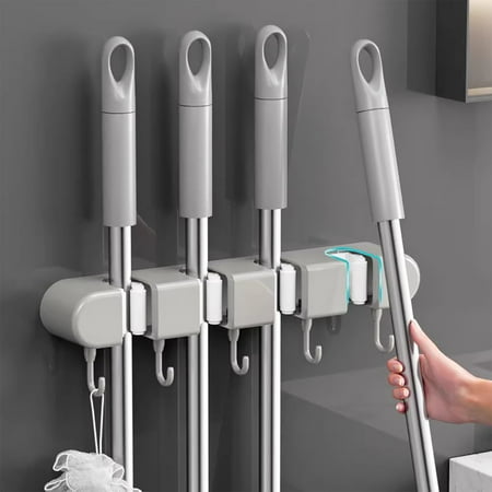 

iju7gthy Mop Clip Wall Hanging Without Punching Mop Hook Fixing Frame Bathroom Door Rear Storage Rack Artifact Back to School Supplies
