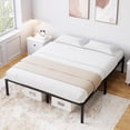 thumbnail image 3 of 16-pulgada metal queen marco de cama con almacenamiento: negra platform, steel slat support, no box spring, heavy-duty, 3 of 7