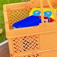 thumbnail image 3 of Plastic Folding Picnic Basket Stackable Storage Box Plastic Grocery Shopping Basket with Handles for Outdoor Home, 3 of 5