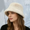 thumbnail image 2 of Fuzzy Bucket Hats for Men Fall Accessories Fleece Fitness Cold Weather Plush Faux Fur Women's Hats & Caps Beige, 2 of 9