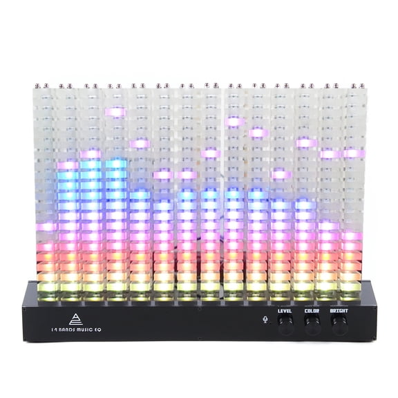 14-Band Acrylic Spectrum Analyzer LED Rhythm Light Spectrum Display Analyzer for Cell Phones Tablets Computers Professional Audio Tabletop Mounting Type