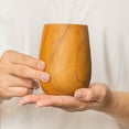 thumbnail image 2 of Rounded Teak Wood Cup 2-Pack, 2 of 5