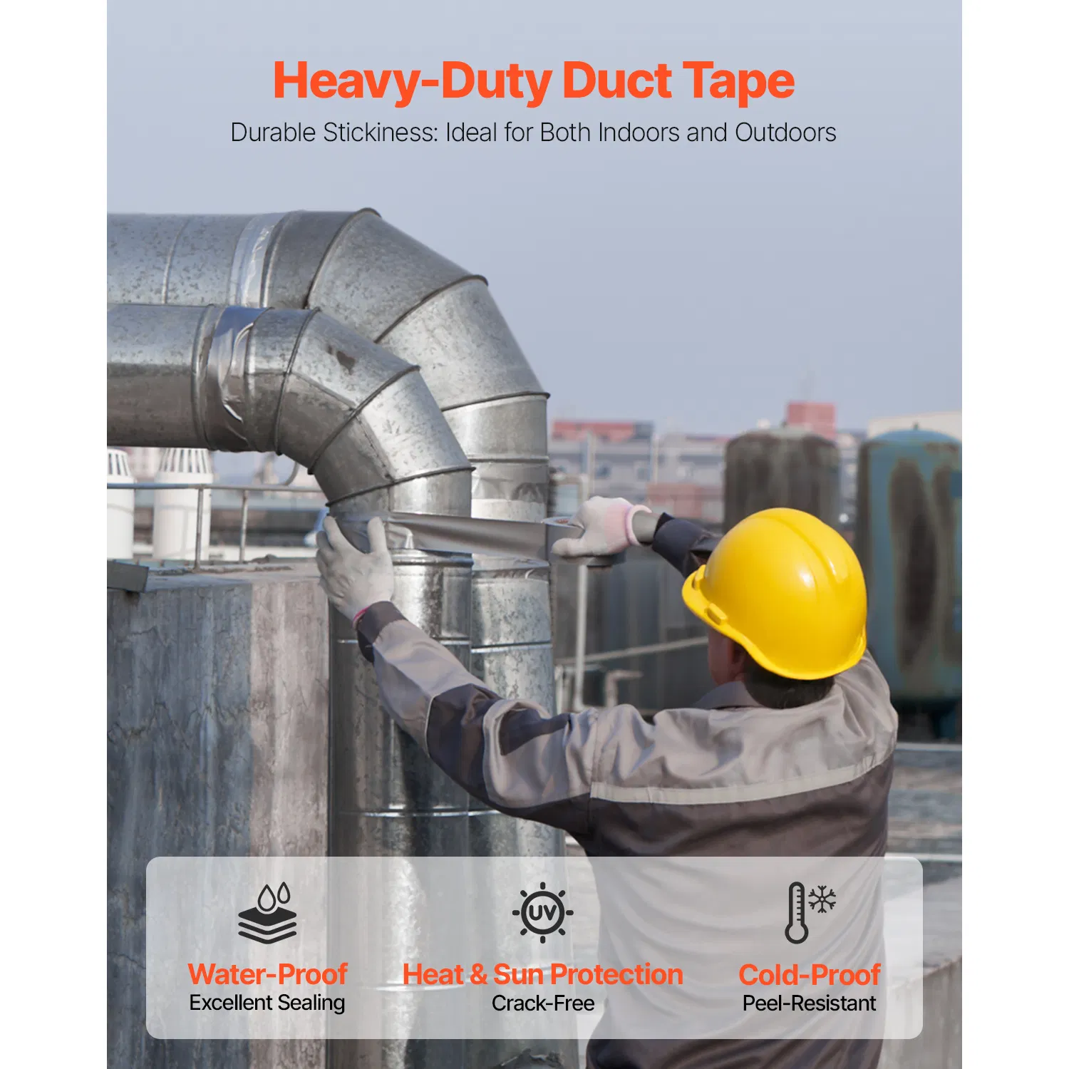 5-Pack Heavy Duty Duct Tape 2 inchesx30 Yards,Waterproof,No Residue,Strong Adhesive,Tear by Hand,Indoor Outdoor Repair,Industrial All Weather Silver