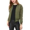 thumbnail image 3 of INSPIRE CHIC Vestes Matelassées pour Femmes Col Montant Fermeture Éclair Manches Raglan Blouson Bomber, 3 of 7