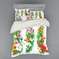 thumbnail image 2 of Watercolor Flower Duvet Cover Set, Tropical Christmas Bouquet Tropical Hibiscus Blossoms Leaf Butterfly, Bedding Set with Shams and Fitted Sheet, 3 Sizes, by Ambesonne, 2 of 3