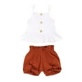 thumbnail image 2 of LSLJS Girls' Summer New Strip Printed Solid Color Top and Shorts Two-piece Set Summer Clothes Kids Clothing Trendy 2024, 2 of 3