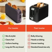 bella 2-Slice Slim Toaster with Extra Long Slot, 6 Setting Shade Control with Reheat & Cancel Buttons, Plum