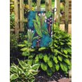 thumbnail image 2 of JSDART Coloré Tropique Jungle Tropicale sur le Bleu Foncé Vert Motif Fleur Feuillage Jardin Drapeau Décoratif Drapeau Maison Bannière 28x40 Pouces, 2 of 2