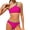 Hot Pink, variant on Girls' One-Shoulder Two-Piece Swimsuit, Color Block Bikini with Removable Pads, Stretchy Nylon Bathing Suit for Teens, Beach & Pool Swimwear, 6 Colors, Sizes 8Y-16Y