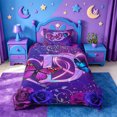 thumbnail image 2 of meiyoeat Colorful Neon Monogram D Twin Duvet Cover,Purple Flower Initial Print Twin Bedding For Girl,Black Reversible,2-Piece,1 Duvet Cover and 1 Pillowcase, 2 of 6