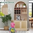 thumbnail image 5 of COSVALVE 71" Farmhouse Coffee Wine Bar Cabinet Liquor Cabinet Wine Glasses Rack Buffet Sideboard for Kitchen,Home Dining Room(Natrual Oak), 5 of 13