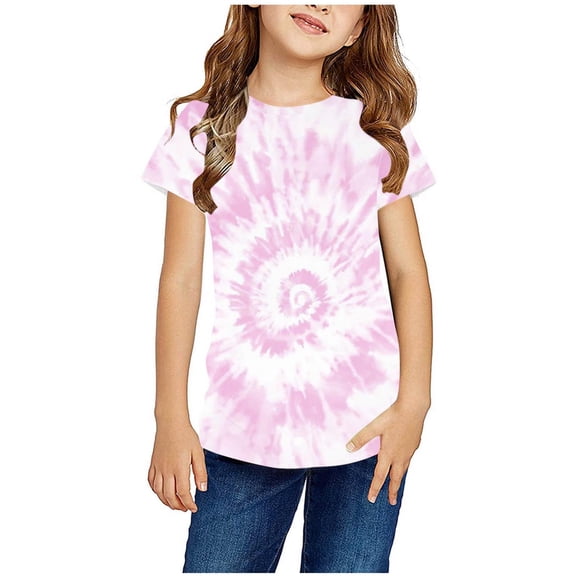 Yutk Kids Clothes Girls Shirts for Kids Short Sleeve Graphic T-Shirt Round Neck Crop Top for 3-14 Years Girls and Boy T-Shirt Tee Pink