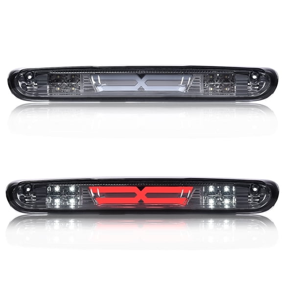 LED 3rd Brake Light, Fit for  07-14 Chevy Silverado/07-14 GMC Sierra/Fit for  09-10 H-ummer H3T LED Third Brake Light Cargo Chrome Housing Smoke Lens