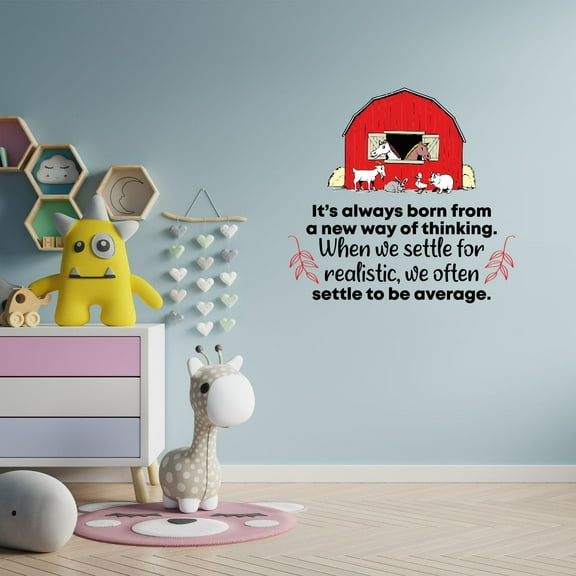 Be Average Barn Animals Life Quote Cartoon Quotes Decors Wall Sticker Art Design Decal for Girls Boys Kids Room Bedroom Nursery Kindergarten Home Decor Stickers Wall Art Vinyl Decoration (30x27 inch)