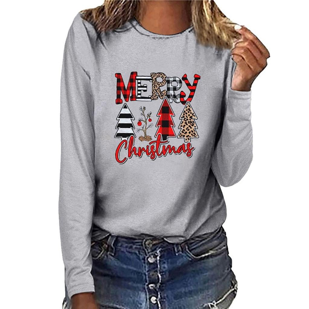 New Year's Deals!GATXVG Women's Merry Christmas Shirts Funny Leopard ...
