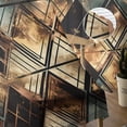 thumbnail image 5 of Brown Teal Geometric Semi Sheer Curtains 108 Inch Length 2 Panels Set, Retro Modern Plaid Abstract Art Sheer Kitchen Curtain Privacy Voile Window Curtain for Living Room Bedroom Rod Pocket Drapes, 5 of 7