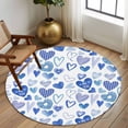thumbnail image 2 of Round Rugs 5Ft, Valentine's Day Round Area Rug Washable Indoor Throw Carpet, Blue Love Heart Romantic Me You Soft Non Slip Circle Rug for Cabinet Bathroom Home Decor Aesthetic, 2 of 8