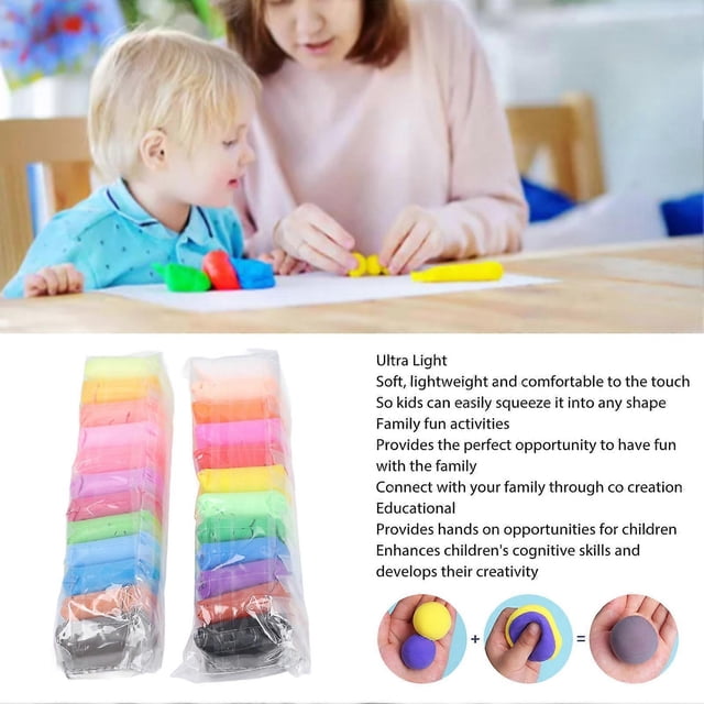 Air Dry Clay Set Ultra Light Safe Harmless Educational Colorful Modeling Clay with Tools for Kids 24 Colors