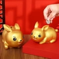 thumbnail image 4 of S Blue Caja de dinero de la alcancía del año del conejo de oro chino 2023 para el gabinete de la tienda, 4 of 5