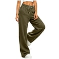 thumbnail image 6 of HomeDM Women's Sweatpants with Pockets Drawstring Wide Leg Army Green Athletic Lounge Pants Size 2XL, 6 of 7