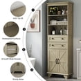thumbnail image 4 of IDEALSOUL Tall Storage Cabinet, 72" Farmhouse Bathroom Storage with 2 Drawers, Adjustable Shelves & Barn Door, Cabinet for Bathroom, Living Room, Kitchen, Grey, 4 of 10