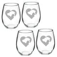 thumbnail image 1 of Cat Dog Heart Deep Etched Stemless Red Wine Glass Set of 2, 1 of 1
