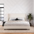 thumbnail image 3 of Pemberly Row Upholstered Platform Bed Frame - King in Textured Ivory Canvas, 3 of 14