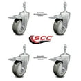 thumbnail image 2 of 4 Inch Gray Polyurethane Swivel 10mm Stem Caster Set with Total Lock Brake, 2 of 2