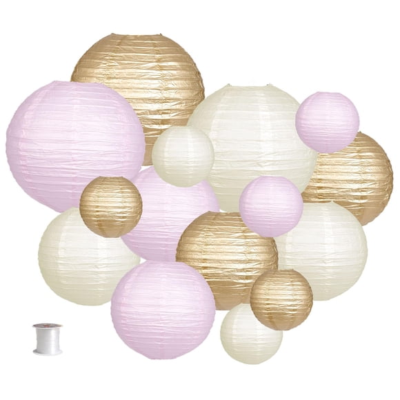 Faroles de papel zilue, 15 unidades, oro rosa, marfil, 25, 20, 15 cm