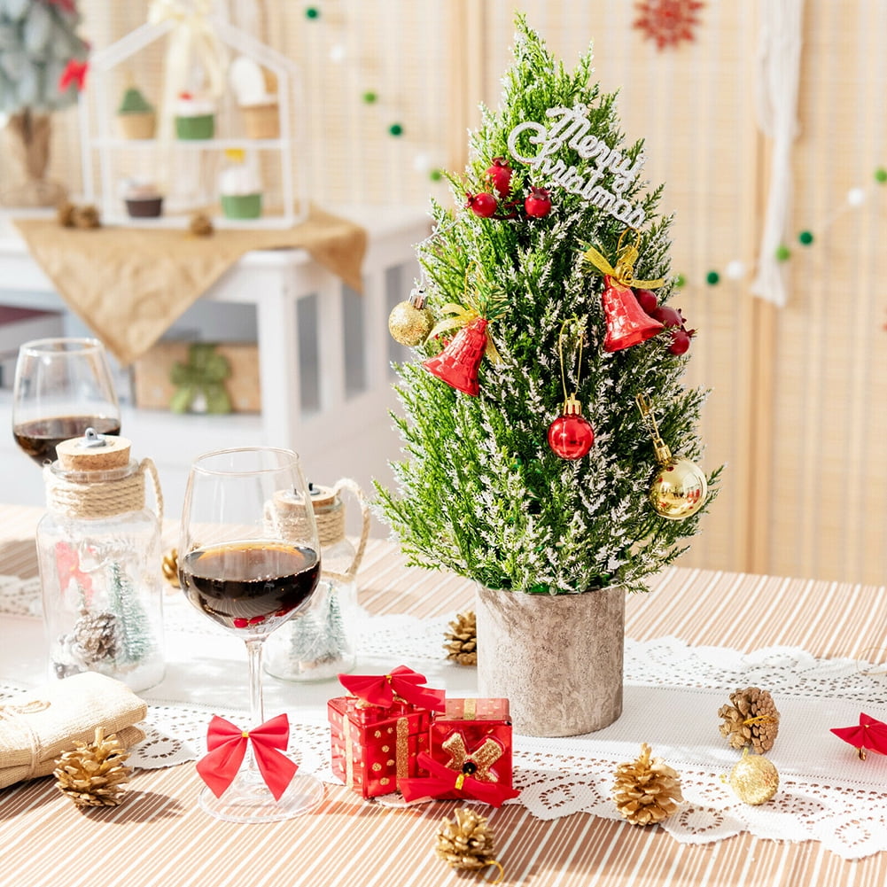 Kepooman 18.5" Snowy Tabletop Christmas Tree w/ 170 PE Branch Tips & Pulp Base