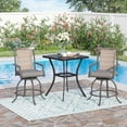 thumbnail image 2 of Sophia & William 3 Pieces Patio Outdoor Swivel Bar Bistro Set Rattan Wicker Height Chair & Square Metal Table Furniture Set, 2 of 5