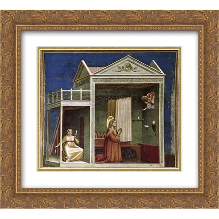 Giotto 2x Matted 22x20 Gold Ornate Framed Art Print 'Annunciation to St Anne'