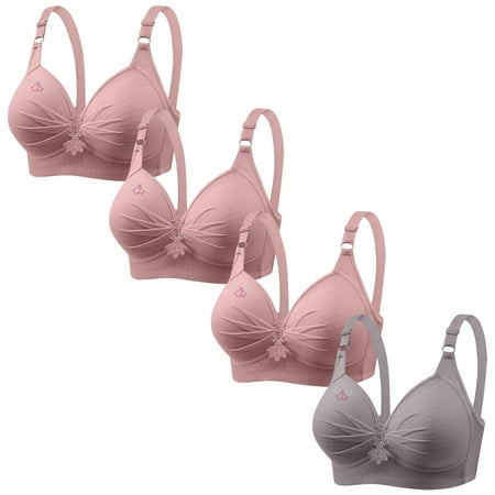 Lisbinx Bras for Women Full Coverage 4PC Woman s Printing Gathered Together Large Size Daily Bra Underwear No Rims Sales Today Clearance