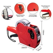 8 Digit Price Labeler Manual Marking Machine, Portable Label Numerical Tag Maker with Sticker Labels Refill Ink, Red