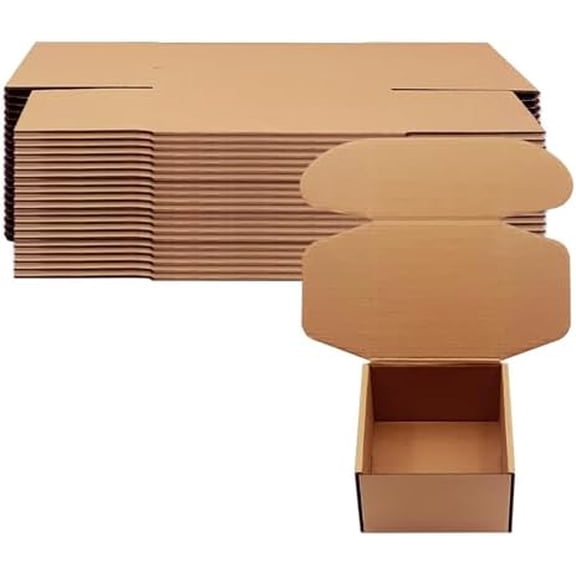 5x5x3 inch Shipping Boxes Pack of 25, Brown Corrugated Cardboard Box Mailer Boxes for Packaging Small Business Shipping，Recyclable Moving Storage Mailing Boxes Bulk Book Literature Gift Giving