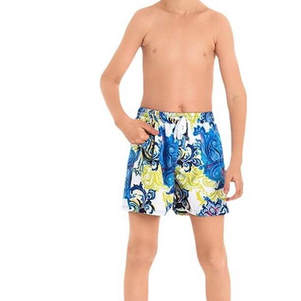 Augper Swim Trunks Men's Parent-child Large Size Swimming Trunks Pleated Waist Father and Son Boys' Beach Trunks 2Y-10Y