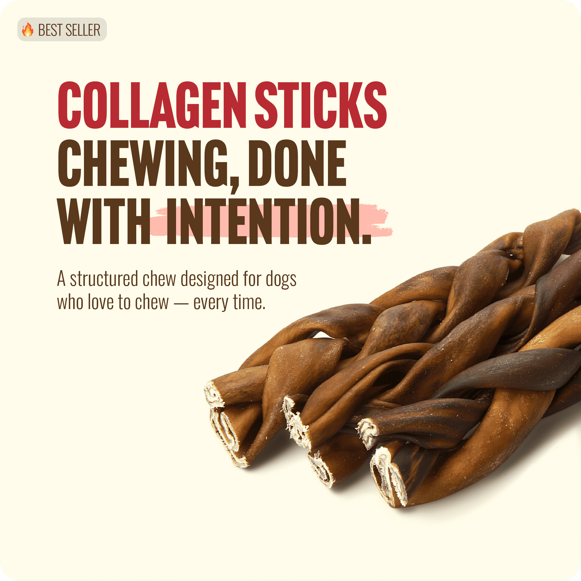 Natural Farm Braided Collagen Chews for Dogs (6 Inch, 10 Pack), Collagen Sticks, Natural Dog Chews, Long Lasting, for Small, Medium and Large Dogs, Odor-Free, Rawhide Alternative
