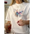 thumbnail image 1 of T-Shirt Imprimé Papillon Inspiré Vintage pour Femmes - Col Rond Décontracté, Manches Courtes, Mélange Polyester, Lavable en Machine - Parfait pour la Fête des Pères, Fête des Mères, Nouvel An, Festival de Printemps, Vale, 1 of 6