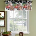 thumbnail image 3 of Black Christmas Curtain Valances for Windows, Kitchen Valance Window Treatments Panel 2 Pack, Xmas Winter Snowflakes Red Truck Dogs Rod Pocket Short Curtains for Bathroom Bedroom 42 x 12 Inch, 3 of 8