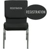 Flash Furniture Personalized HERCULES Series 18.5''W Stacking Church Chair in Black Patterned Fabric - Silver Vein Frame