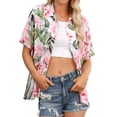 thumbnail image 6 of NFTOEIULA Women Hawaiian Floral Print Oversized Short Sleeve Shirt T-shirt, 6 of 7
