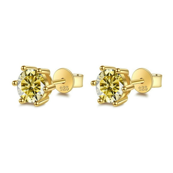 2cttw Moissanite Stud Earrings D Color VVS1 clarity Round Cut Diamond Earrings Studs Yellow/Red/Pink Moissanite Earrings for Women Men with Certificate
