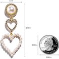 thumbnail image 4 of Pearl Heart Drop Earrings Love Heart Dangle Earrings For Women Pearl Heart Hoop Earrings For Valentine's Day Mother's Day Birthday, 4 of 14