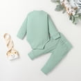 thumbnail image 4 of Izhansean Newborn Baby Boy Girl Clothes Ribbed Knitted Romper Long Pants Fall Winter Suit Light Green 3-6 Months, 4 of 7