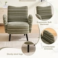 thumbnail image 6 of CQSXDA Modern Armchair In Sanded Fabric Featuring Solid Wood Legs And Side Pocket For Bedroom Or Office Use, Olive Green, 6 of 19