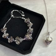 ARTSY Crafts Heart of Ocean Glow in The Dark Firefly Beads Necklaces for Women, Murano Glass Beads Jewelry - Purple