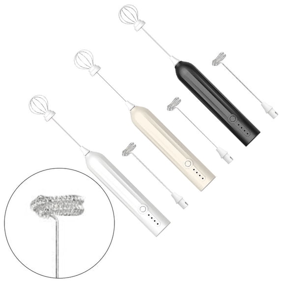 Fakrich White Handheld Milk Frother Wand for Coffee, Rechargeable Electric Whisk, Drink Mixer Coffee Frother For Latte, Cappuccino, Hot Chocolate, Egg