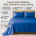 thumbnail image 4 of Amay Luxury Satin Silk Bed Sheet Set - 4 Piece Bedding Set with Fitted Sheet, Flat Sheet & 2 Pillowcases - Ultra Soft, Smooth, Wrinkle Resistant ( King, Royal Blue), 4 of 6